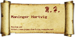 Maninger Hartvig névjegykártya